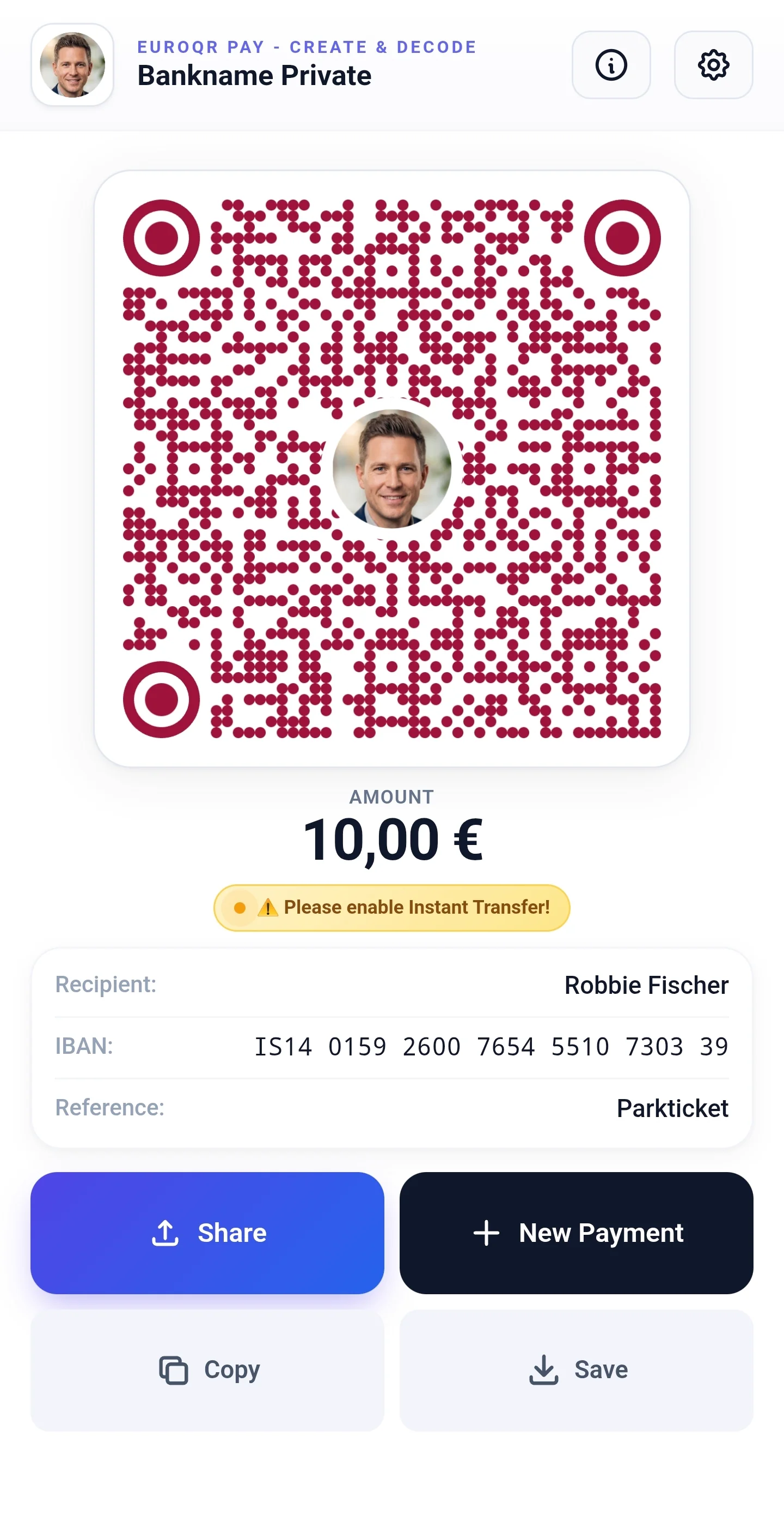 EuroQR Pay – Private QR